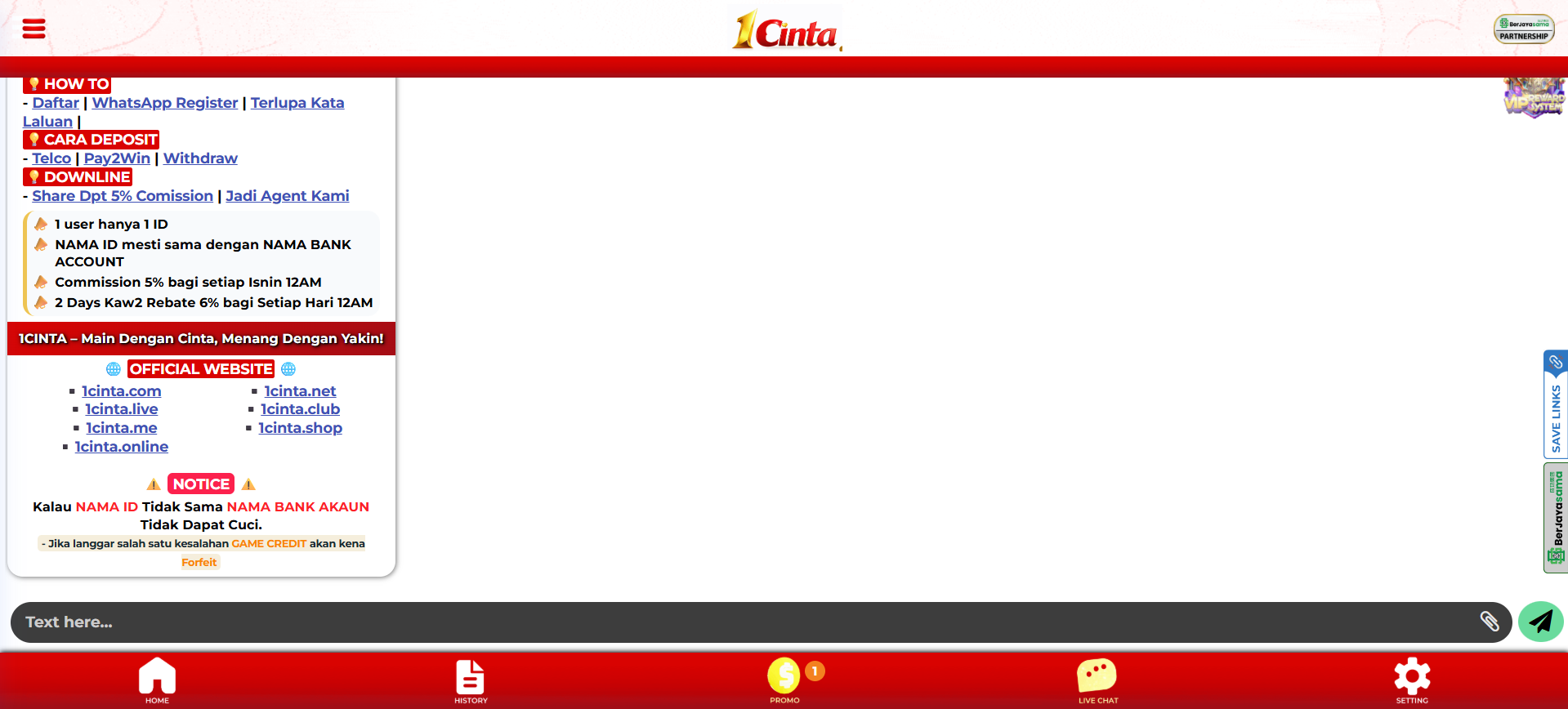 1cinta live chat support