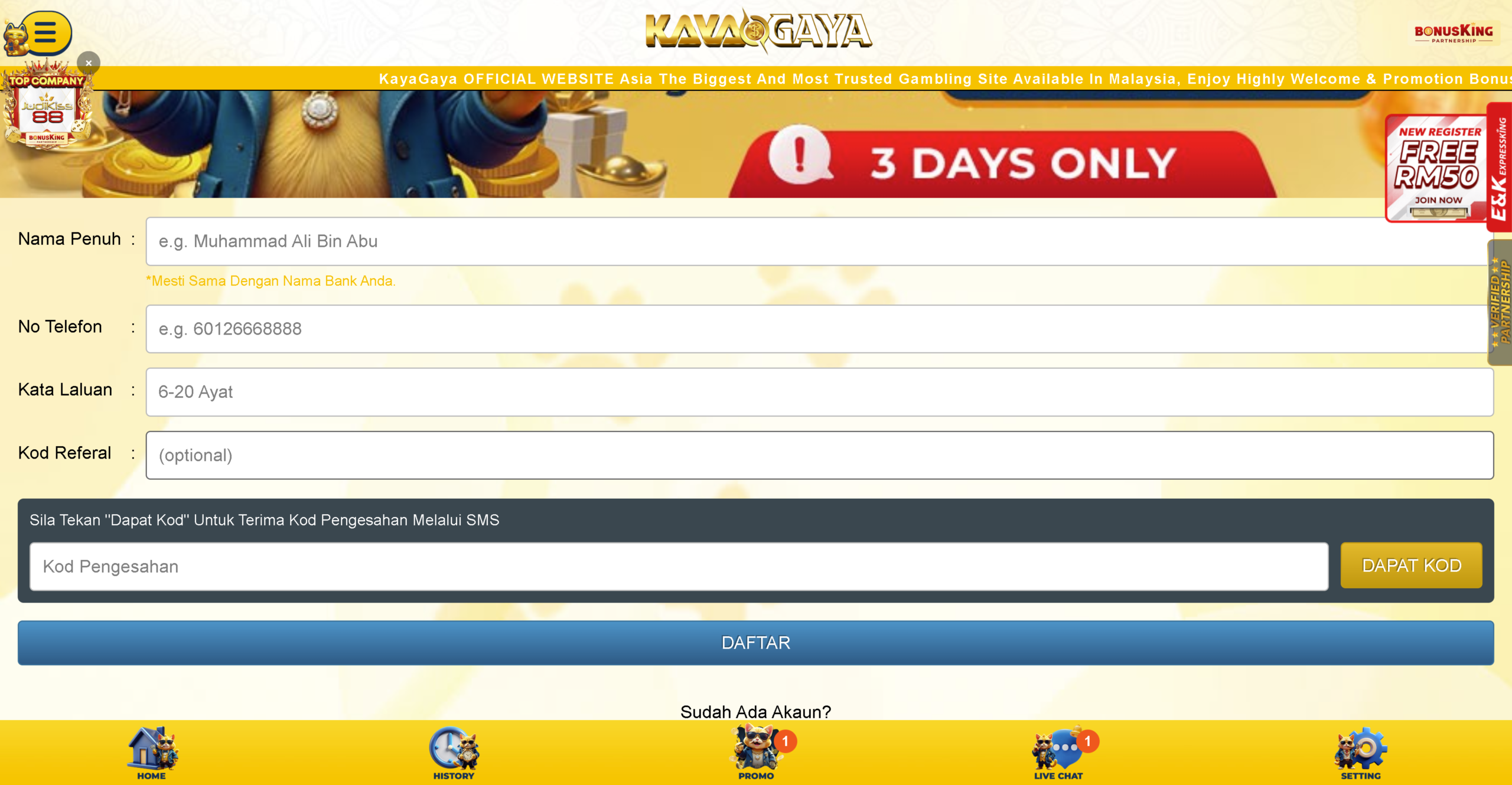kayagaya how to register